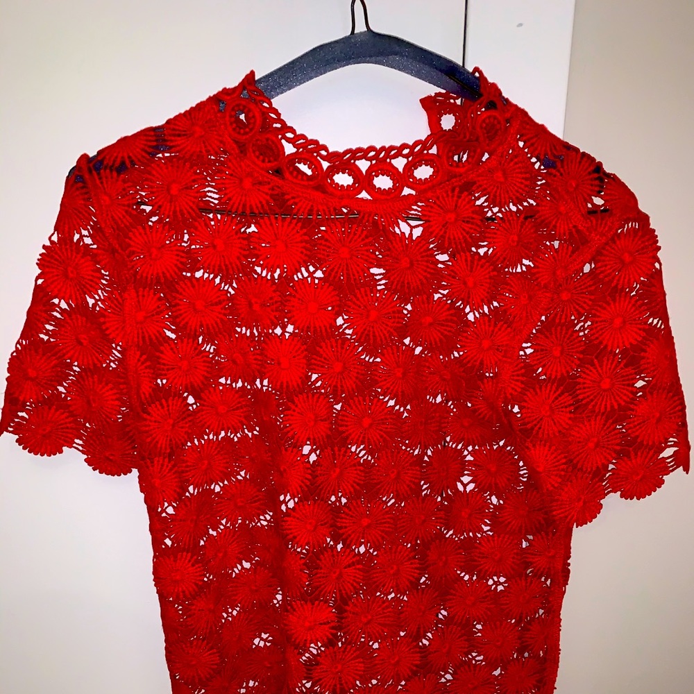 Vici lace high neck blouse
